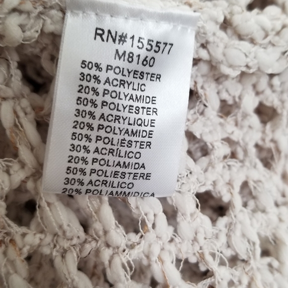 NWT Beautiful crocheted sweater. Cream with front tie. By Miracle. Fits XS and S - Picture 8 of 8